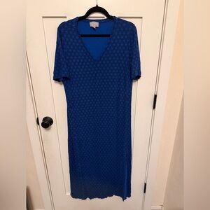 Pure Collection Cobalt blue Short Sleeve v-neck Maxi Dress viscose US 14/16